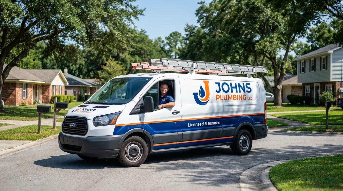Johns Plumbing LLC service van in Belvidere, NJ