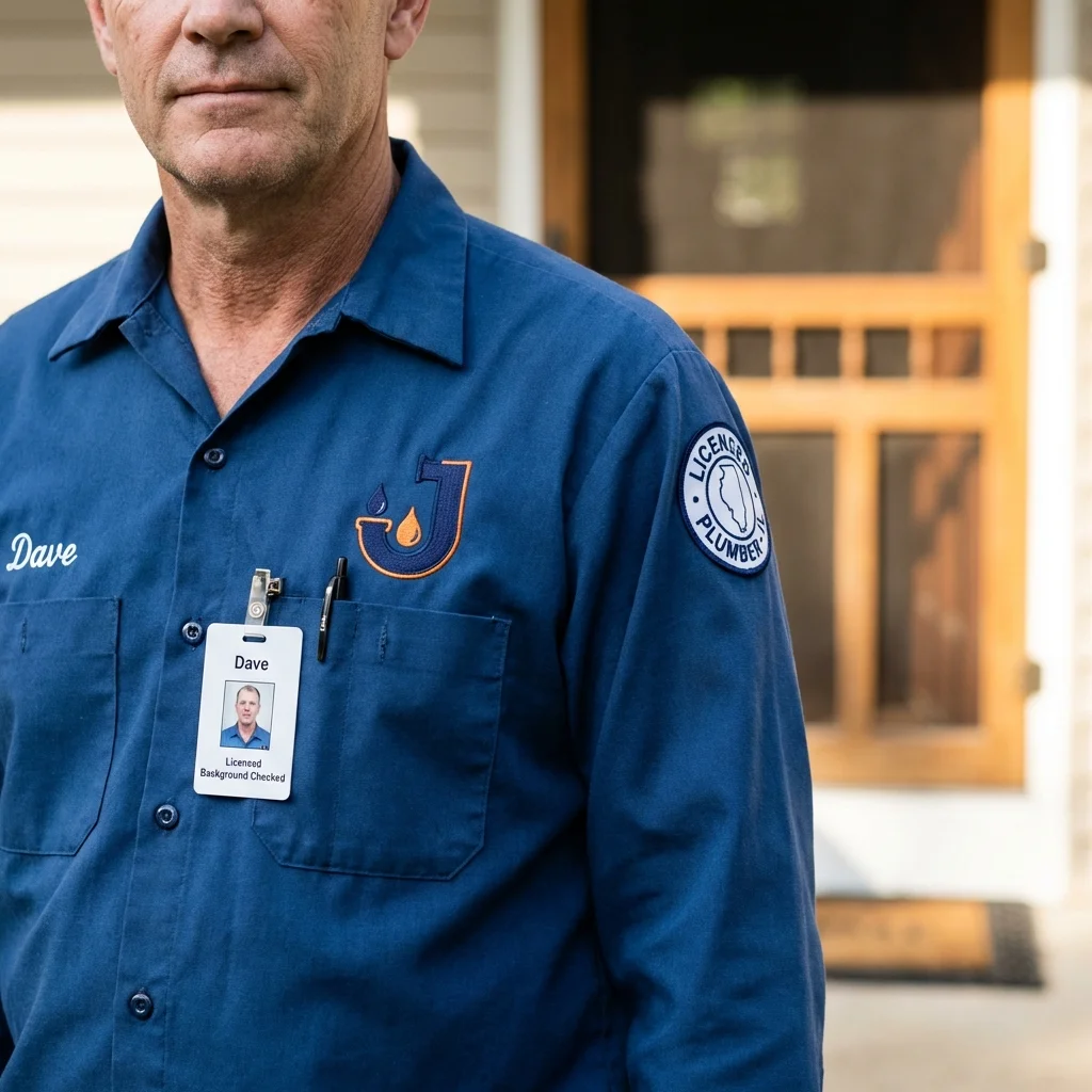 Licensed plumber showing ID badge in Belvidere, NJ