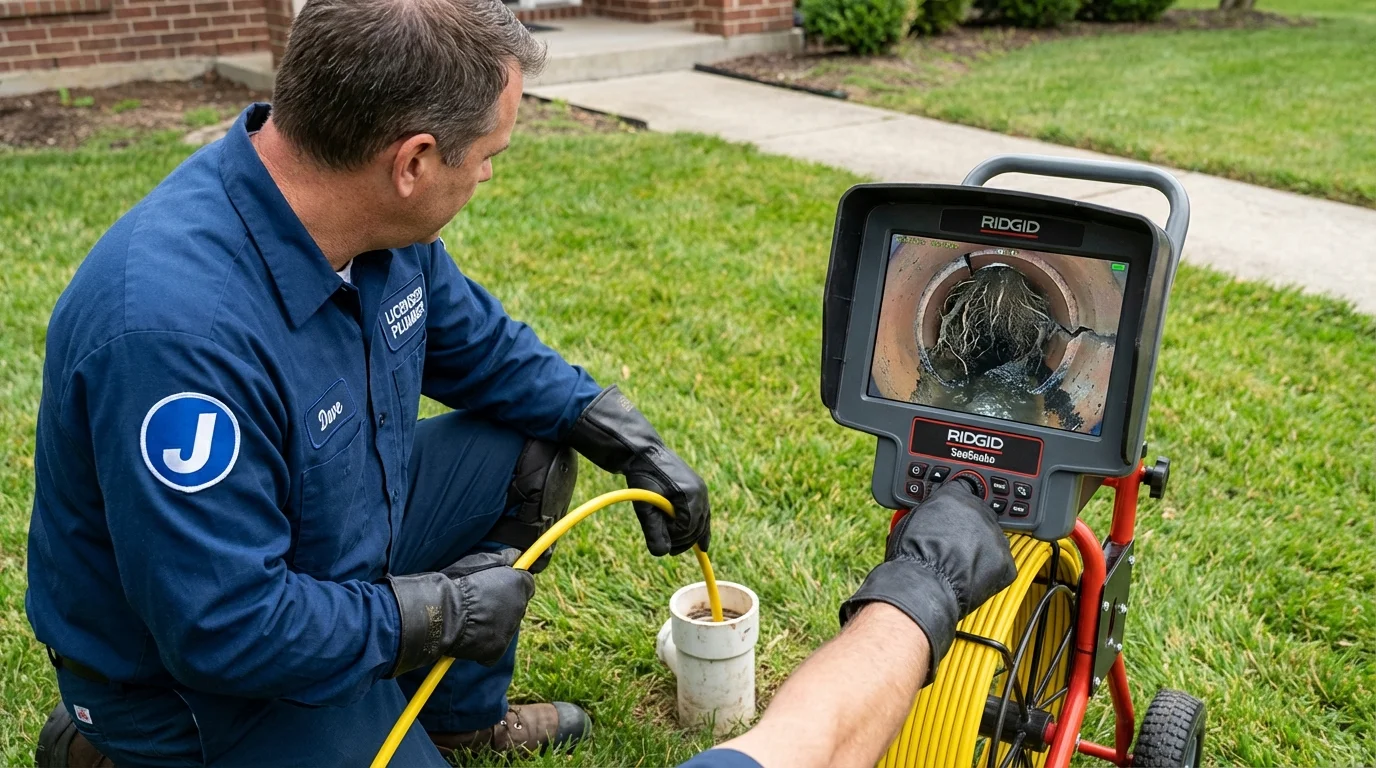 Sewer camera inspection being performed by Johns Plumbing LLC in Belvidere
