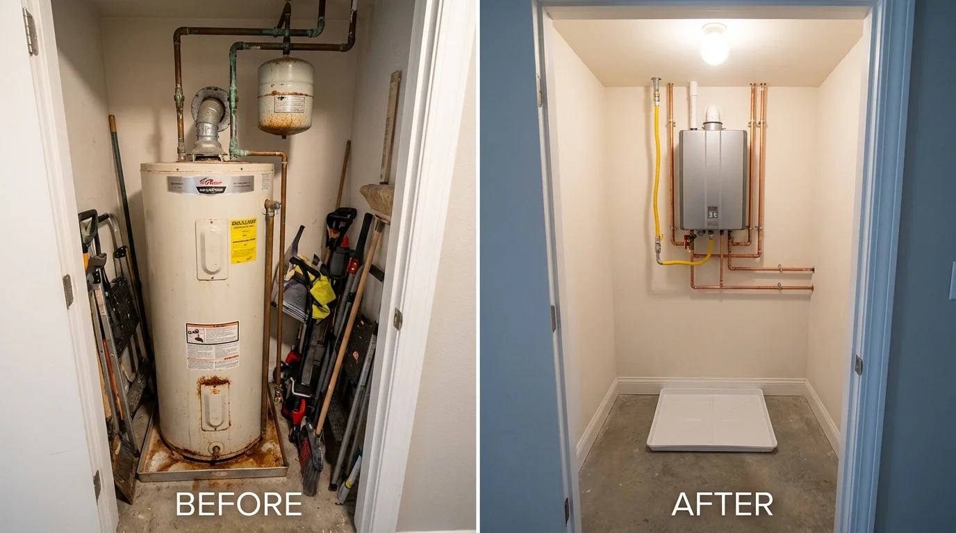 Tank water heater versus wall-mounted tankless unit comparison for Belvidere, NJ homeowners